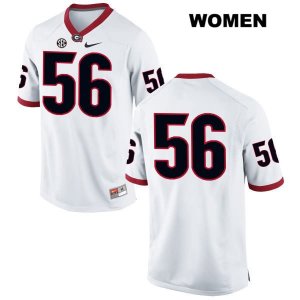 Women's Georgia Bulldogs NCAA #56 Oren Morgan Nike Stitched White Authentic No Name College Football Jersey KOR3854CB
